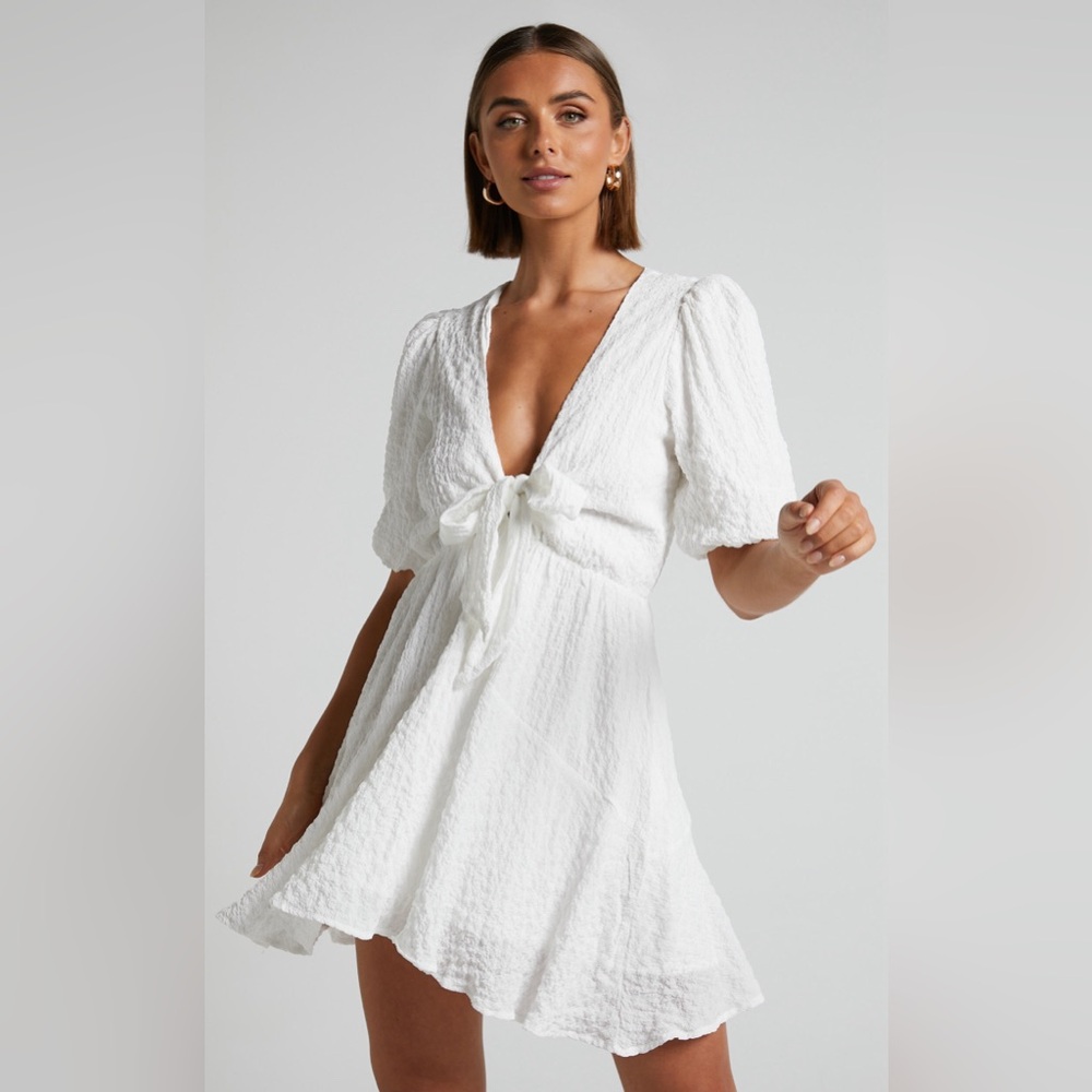 Showpo Rosalei Crepe Puff Sleeve Mini Dress